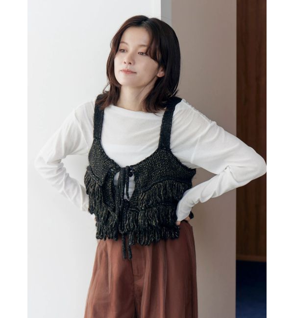 Ungrid「オフショルデザインシアーロングスリーブTee」|Tシャツ・カットソー|