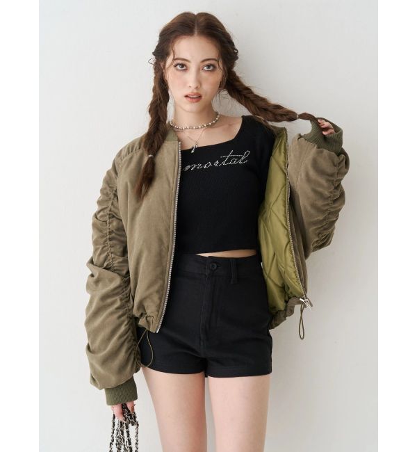 EVRIS「ボリュームギャザーショートMA-1」|ブルゾン・スタジャン|