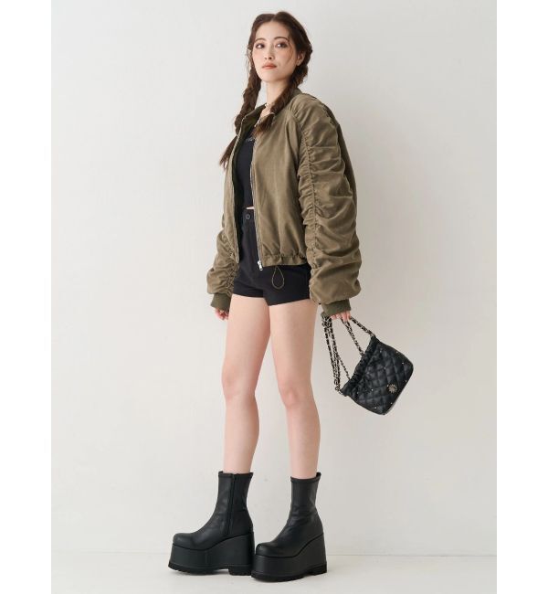 EVRIS「ボリュームギャザーショートMA-1」|ブルゾン・スタジャン|