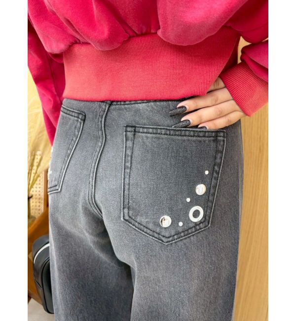 EVRIS「MIX MOTIF ワイドデニムパンツ」|デニム|