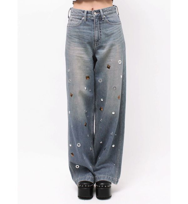 EVRIS「MIX MOTIF ワイドデニムパンツ」|デニム|