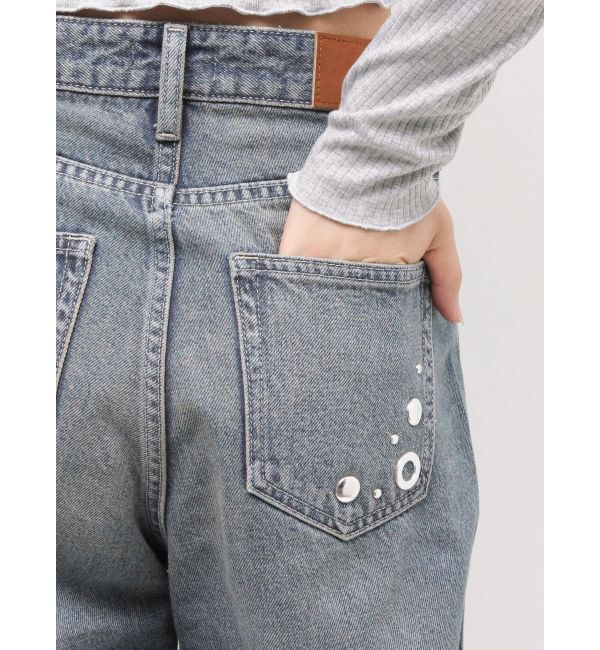 EVRIS「MIX MOTIF ワイドデニムパンツ」|デニム|