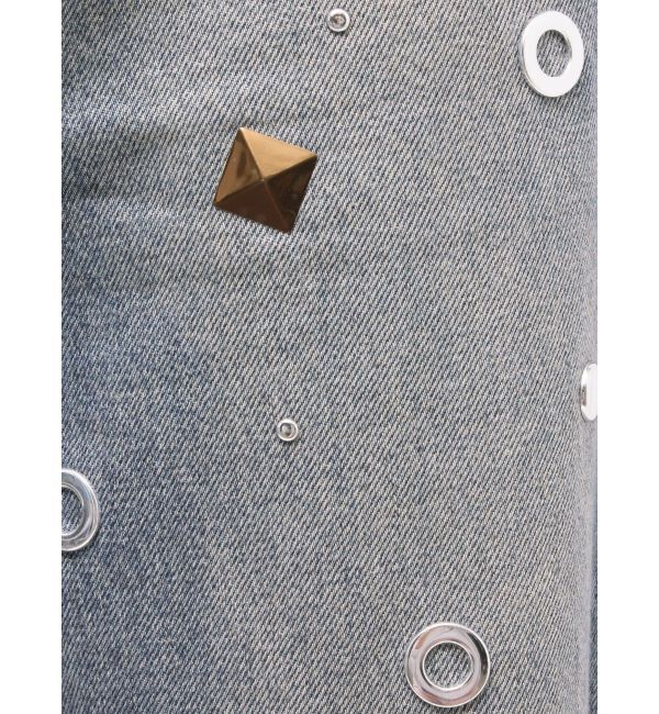 EVRIS「MIX MOTIF ワイドデニムパンツ」|デニム|