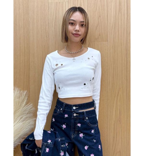 EVRIS「アイレットクロップドロンＴ」|Tシャツ・カットソー|ホワイト