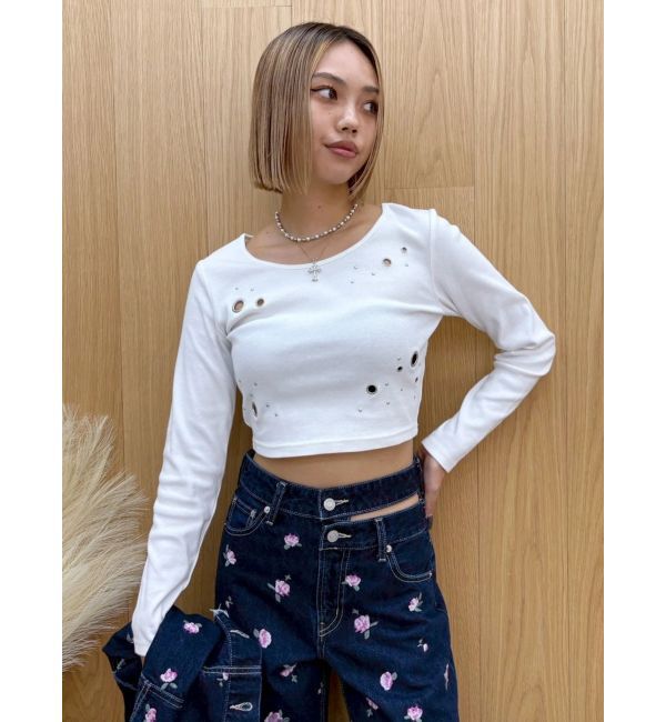 EVRIS「アイレットクロップドロンＴ」|Tシャツ・カットソー|