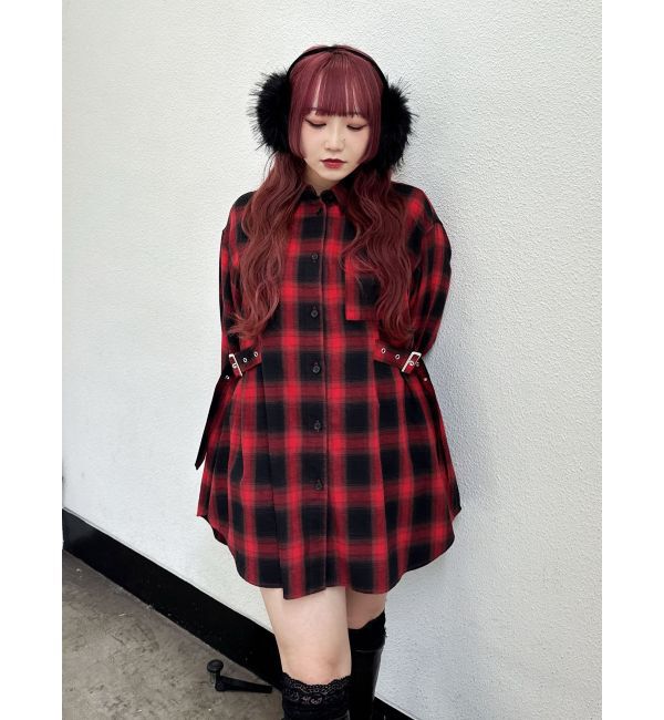 jouetie「ウエストベルトチェックシャツ」|シャツ・ブラウス|レッド