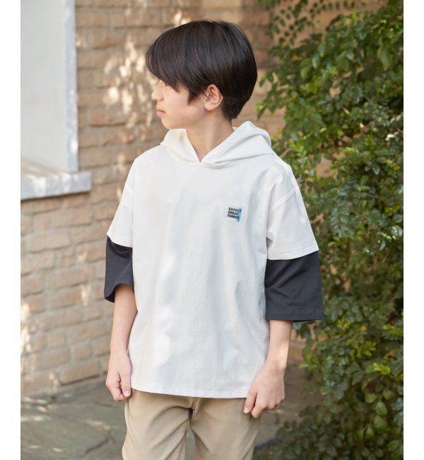 ikka kids「【親子コーデ】冷感6分袖レイヤードパーカー（120~160cm）」|Tシャツ・カットソー|