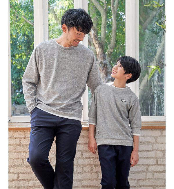 ikka kids「【親子コーデ】ピケレイヤード7分袖Tトレ（120~160cm）」|Tシャツ・カットソー|