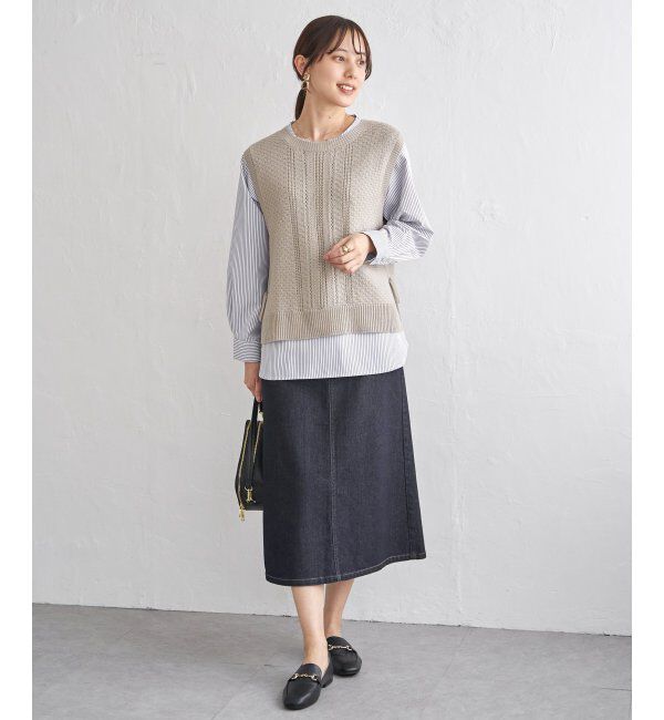 ikka「【2点セット】ニットベストブラウスセット」|ニット・セーター|