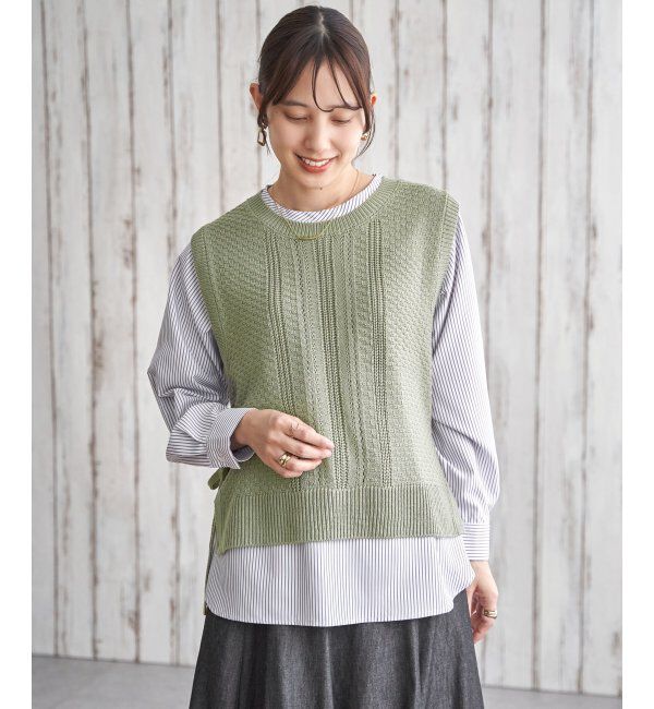 ikka「【2点セット】ニットベストブラウスセット」|ニット・セーター|