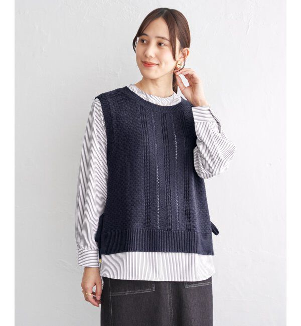 ikka「【2点セット】ニットベストブラウスセット」|ニット・セーター|