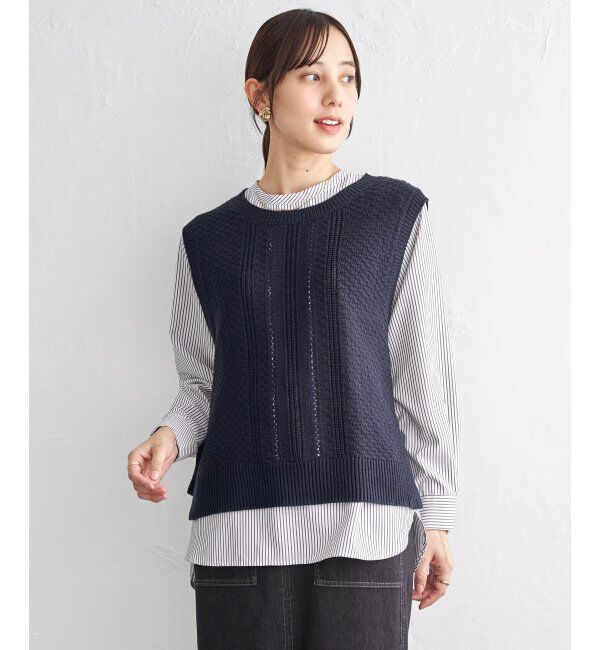 ikka「【2点セット】ニットベストブラウスセット」|ニット・セーター|