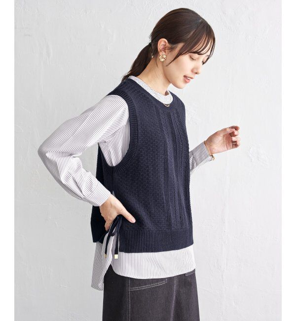 ikka「【2点セット】ニットベストブラウスセット」|ニット・セーター|