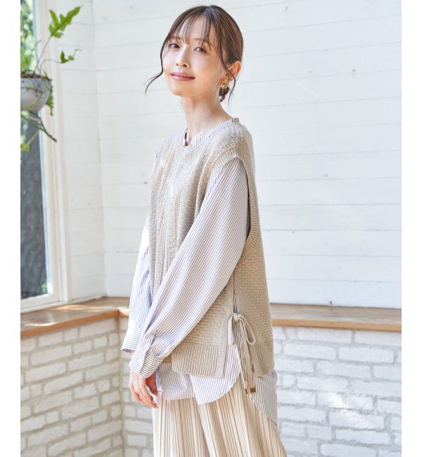 ikka「【2点セット】ニットベストブラウスセット」|ニット・セーター|
