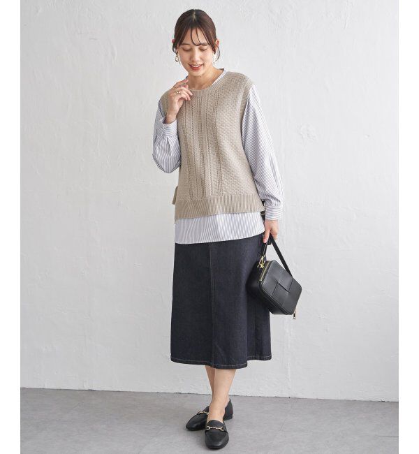 ikka「【2点セット】ニットベストブラウスセット」|ニット・セーター|