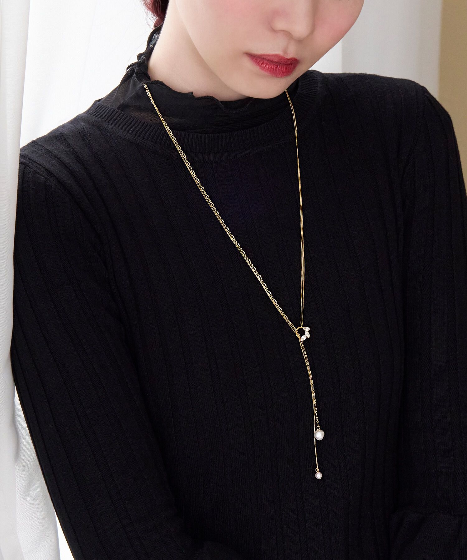 Phoebe「2wayアレンジパールラリエットネックレス」|ネックレス|