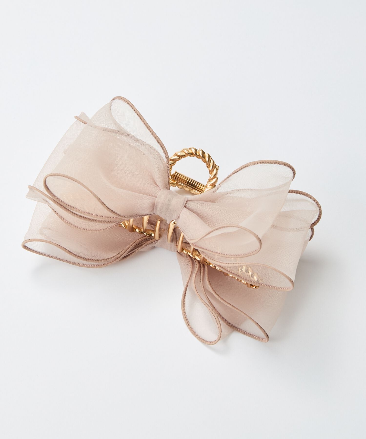 Phoebe「ボリュームオーガンジーリボンバンスクリップ　ピンク」|その他|