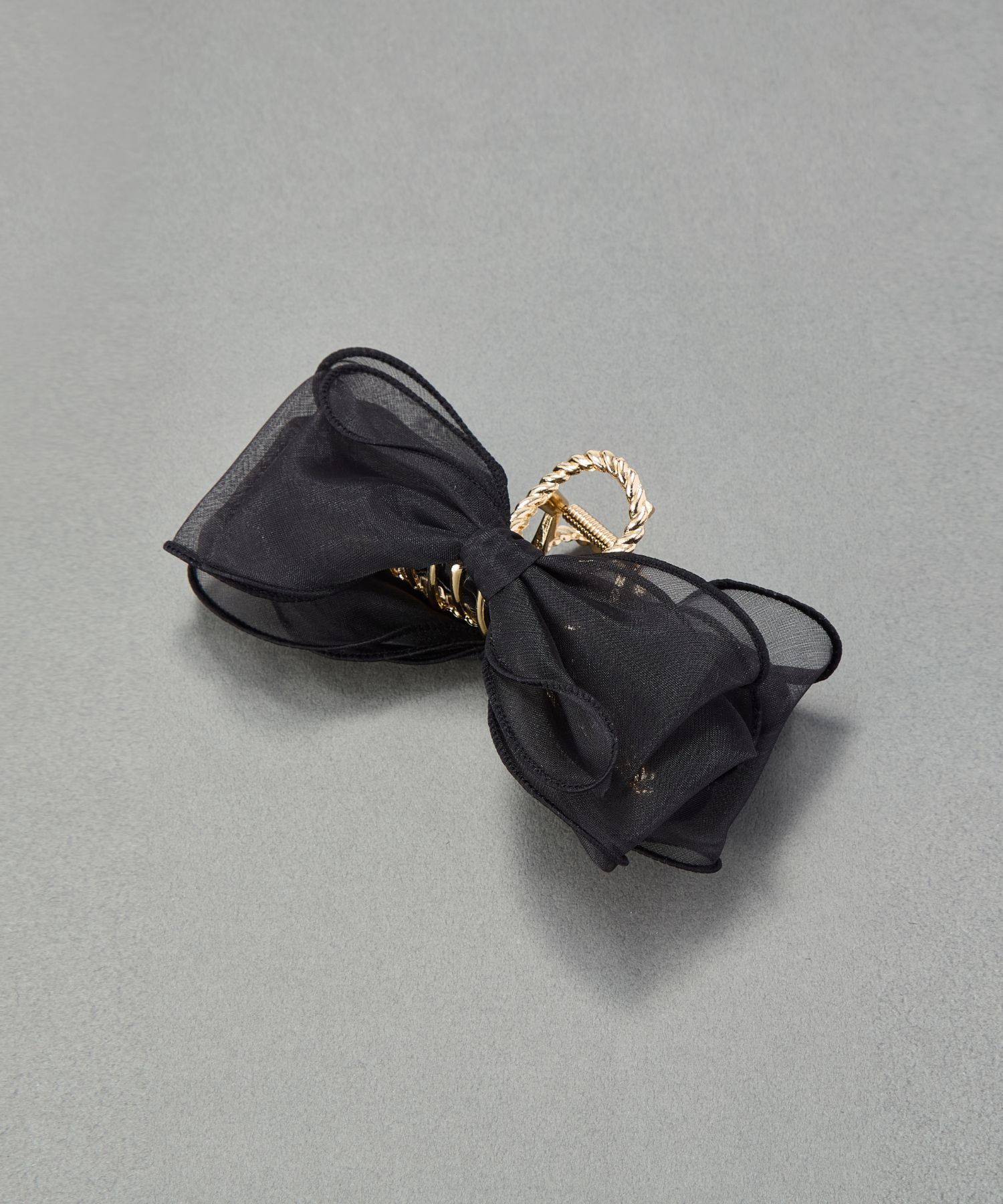 Phoebe「ボリュームオーガンジーリボンバンスクリップ　ブラック」|その他|ブラック