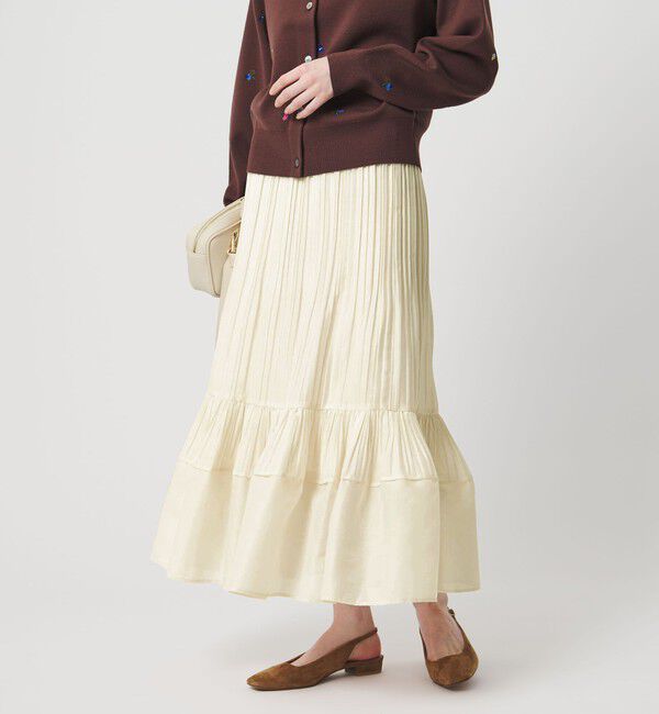 UNITED ARROWS「オーガンジー コンスト プリーツスカート」|スカート|OFF WHITE