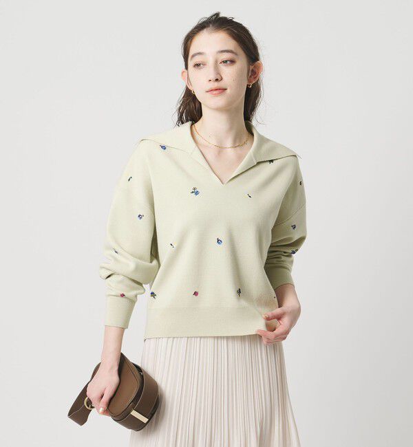 UNITED ARROWS「フラワー エンブロイダリー スキッパーニット」|ニット・セーター|LIME