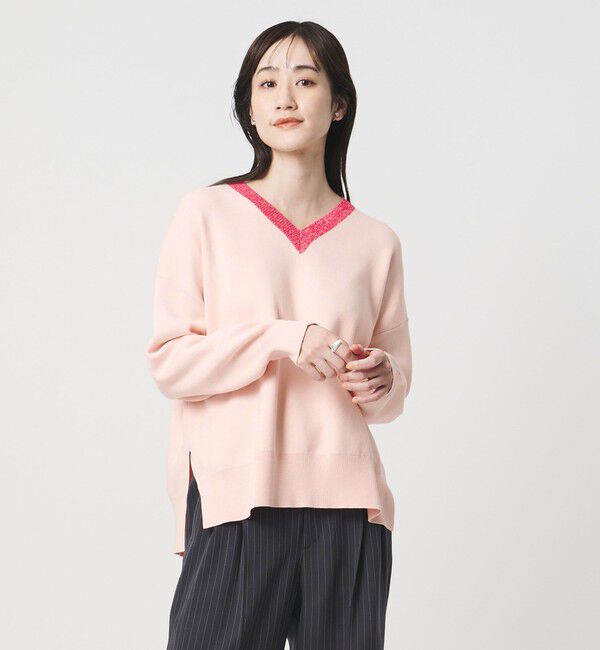 UNITED ARROWS「コンフォート スマート Vネックニット ‐ウォッシャブル‐」|ニット・セーター|LT.PINK