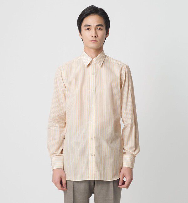 UNITED ARROWS「ALBINI オルタネートストライプ ラウンド レギュラーカラーシャツ」|シャツ・ブラウス|