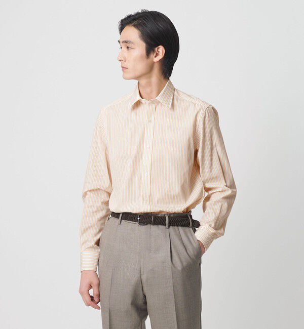 UNITED ARROWS「ALBINI オルタネートストライプ ラウンド レギュラーカラーシャツ」|シャツ・ブラウス|