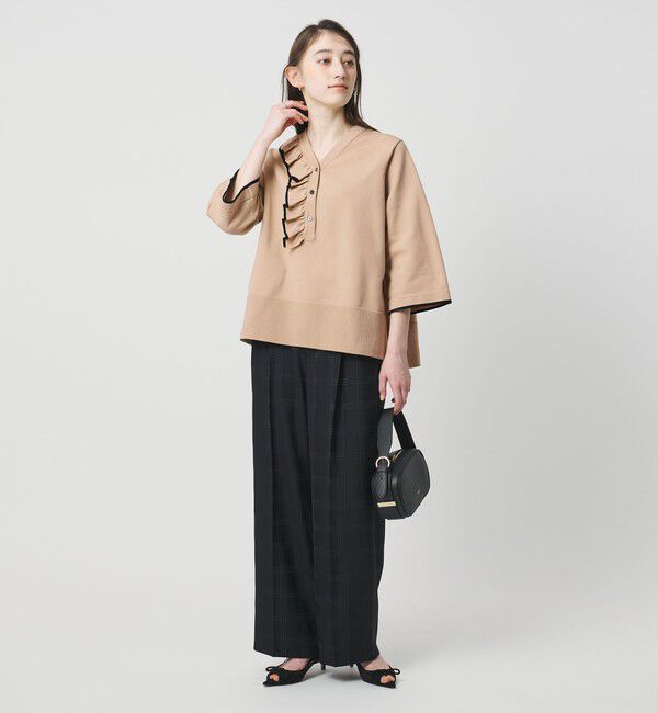 UNITED ARROWS「ミニマル Vネックフリル プルオーバー」|ニット・セーター|