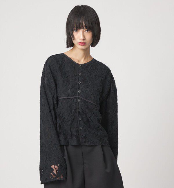 EMMEL REFINES「＜EMMEL REFINES＞EM シシュウレース 2WAY ブラウス」|シャツ・ブラウス|BLACK