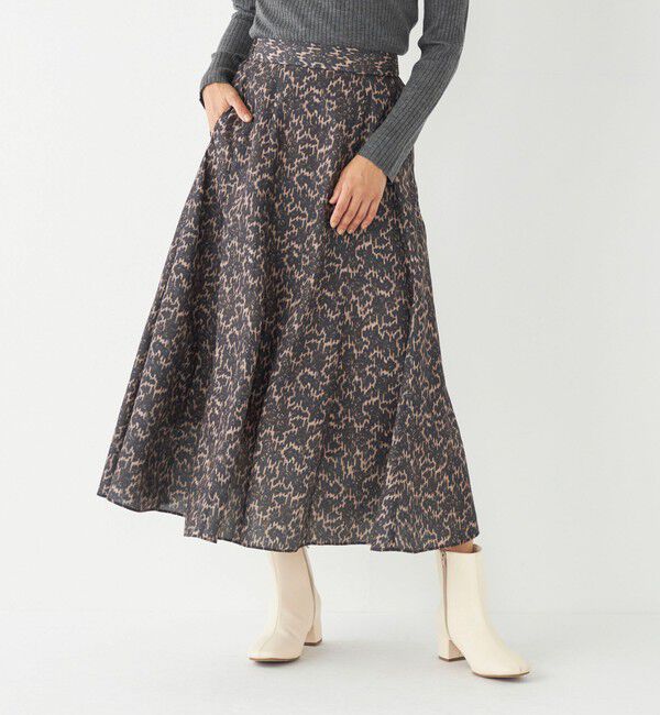 SHIPS Colors 「SHIPS Colors:〈洗濯機可能〉MULHOUSE レオパード フレアスカート」|スカート|ブラウン