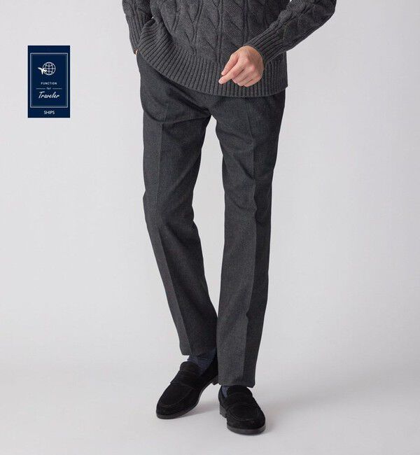 SHIPS「SHIPS: 〈手洗い可能〉2WAY ストレッチ ドビー パンツ」|チノ|ダークグレー