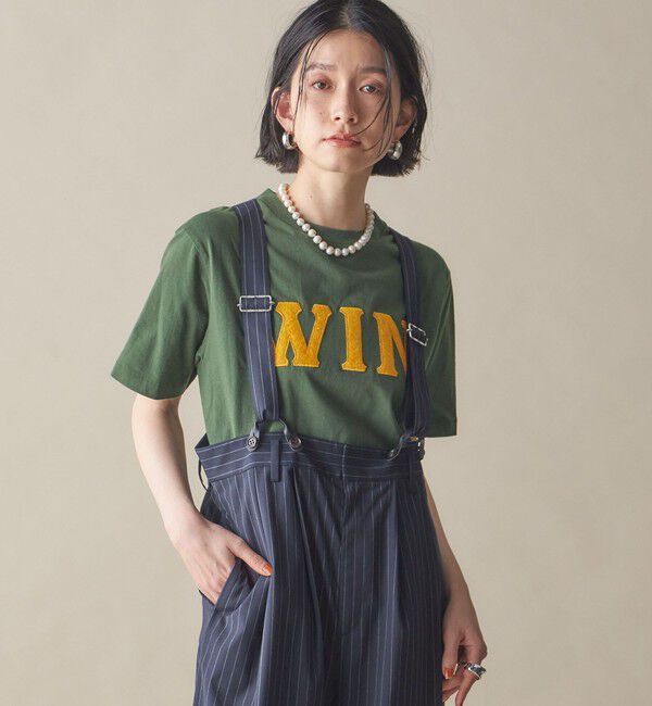 SHIPS for women「SHIPS NINE CASE:〈洗濯機可能〉パッチワーク ロゴ TEE」|Tシャツ・カットソー|グリーン