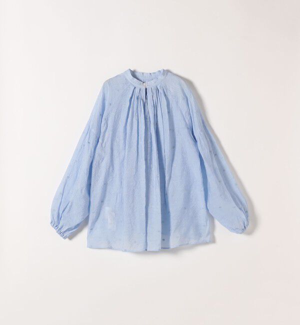 SHIPS any「【WEB限定】SHIPS any:〈手洗い可能〉シアー ドット スタンドカラー パフ ギャザー ブラウス」|シャツ・ブラウス|