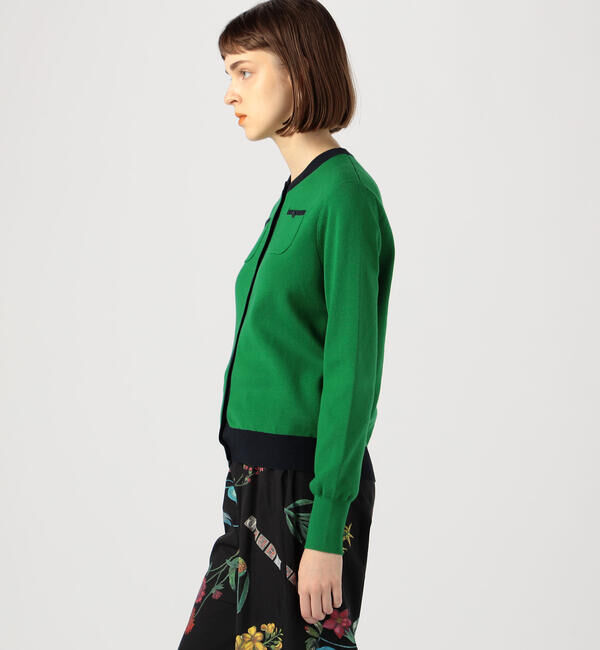 コットンカシミヤ バイカラークルーネックカーディガン（CABaN