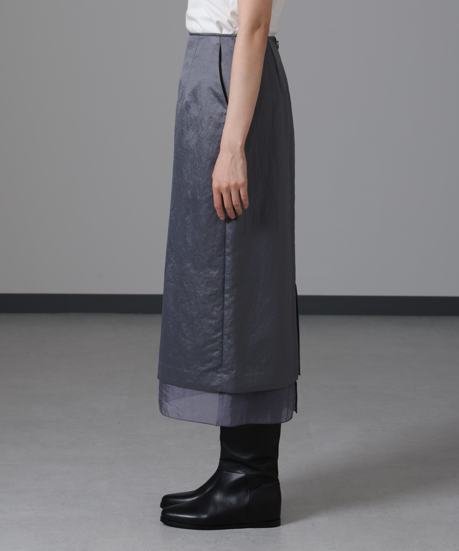 nano･universe「レザーライクサテンスカート」|スカート|