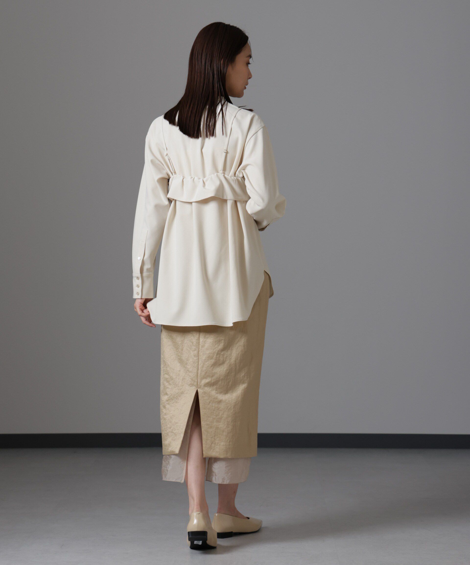 nano･universe「レザーライクサテンスカート」|スカート|