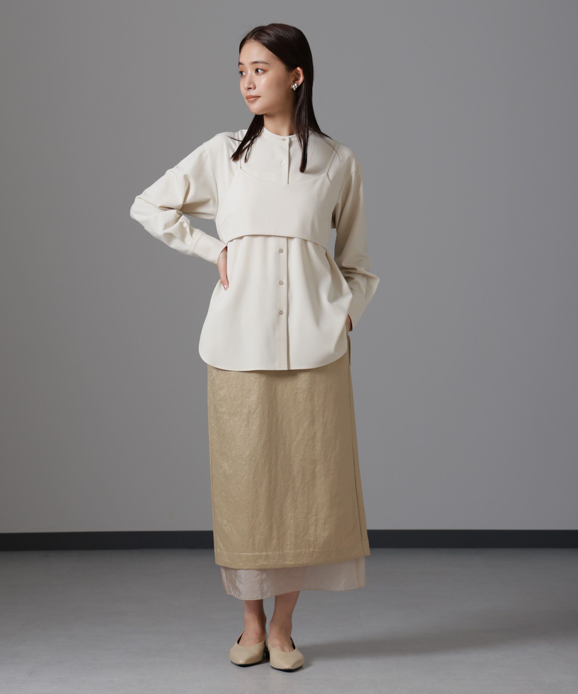 nano･universe「レザーライクサテンスカート」|スカート|