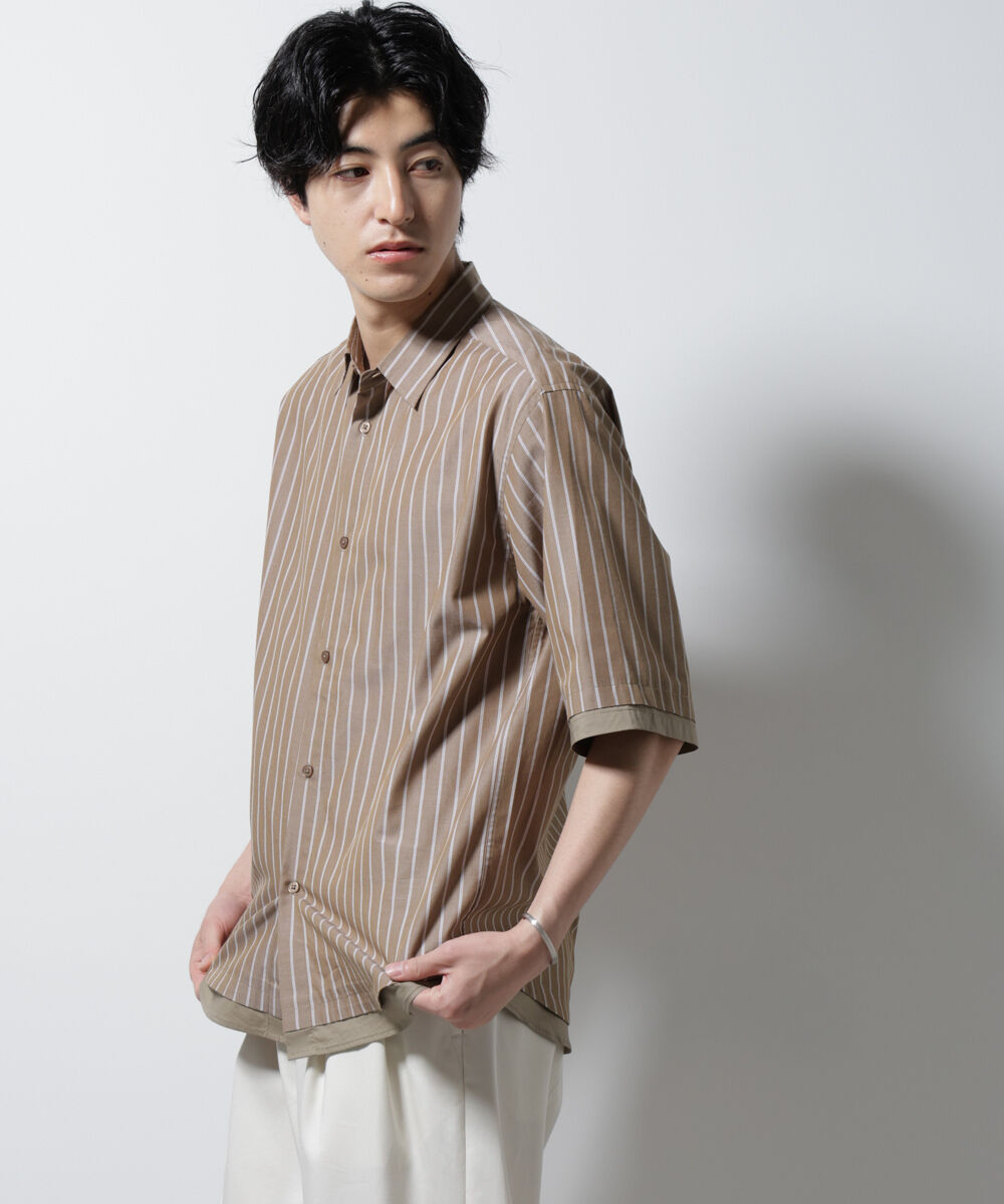 nano･universe「クレイジーストライプシャツ 半袖 2」|シャツ・ブラウス|