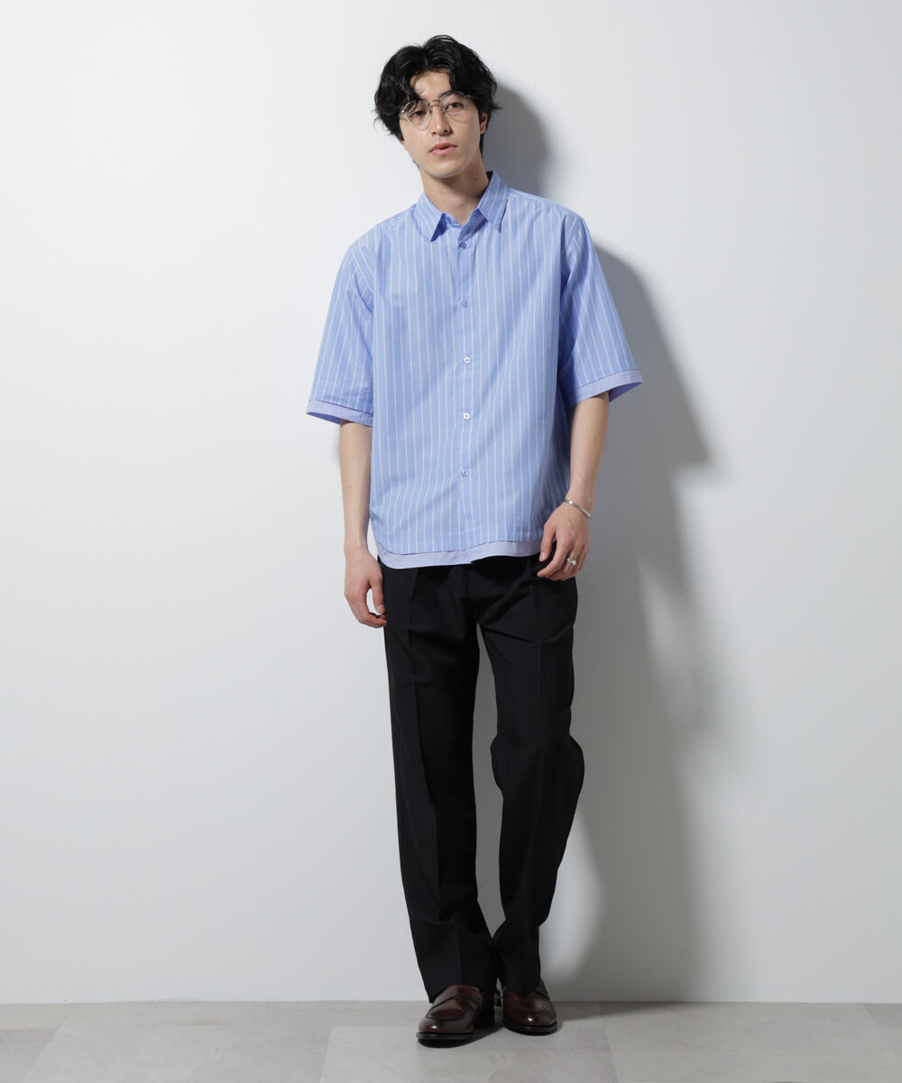 nano･universe「クレイジーストライプシャツ 半袖 2」|シャツ・ブラウス|