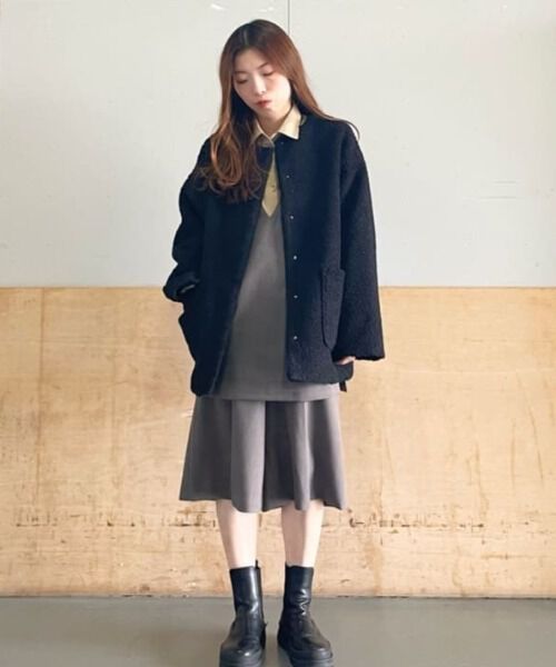 nano･universe「ソフトボアノーカラーミドルコート」|その他|