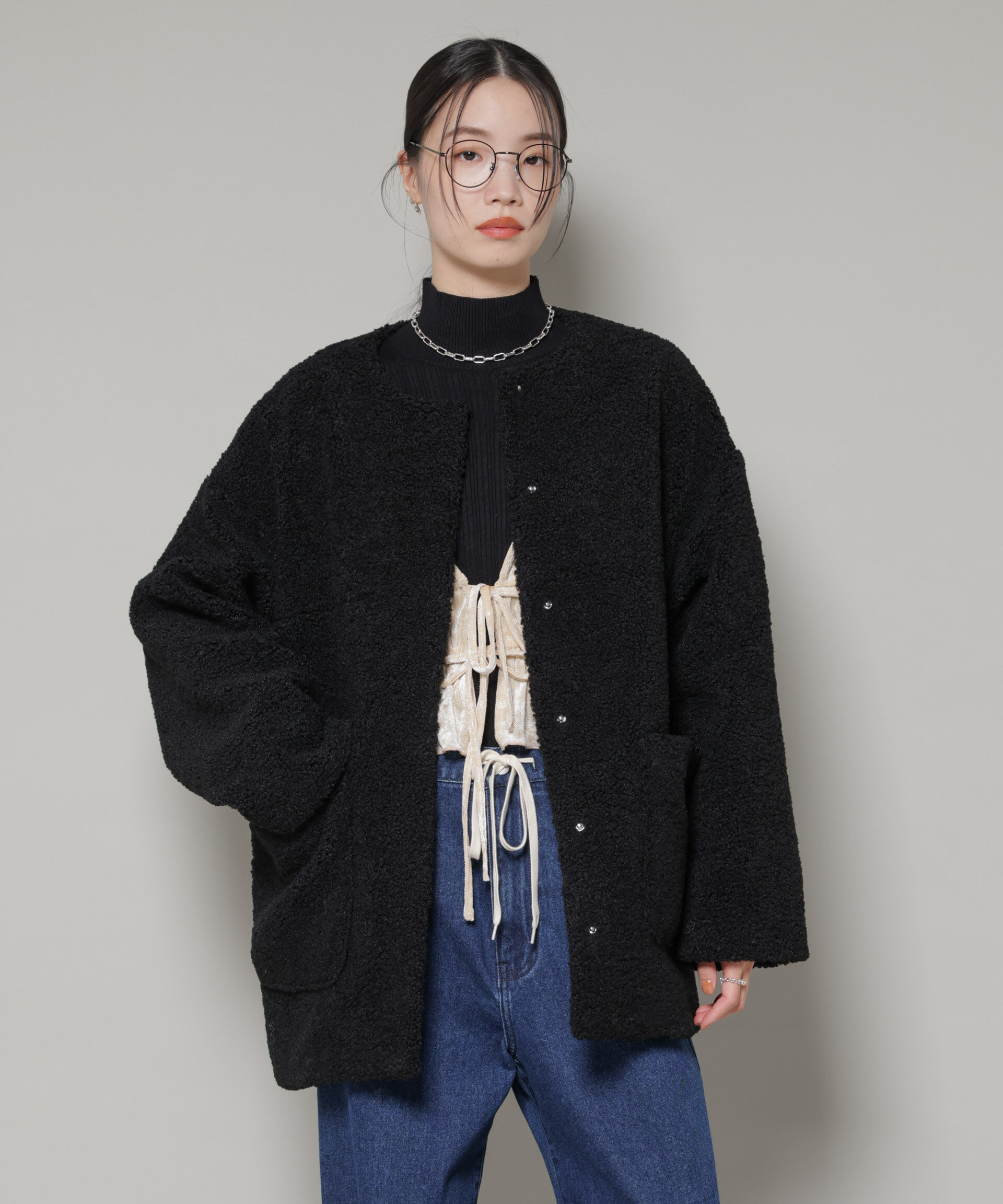 nano･universe「ソフトボアノーカラーミドルコート」|その他|