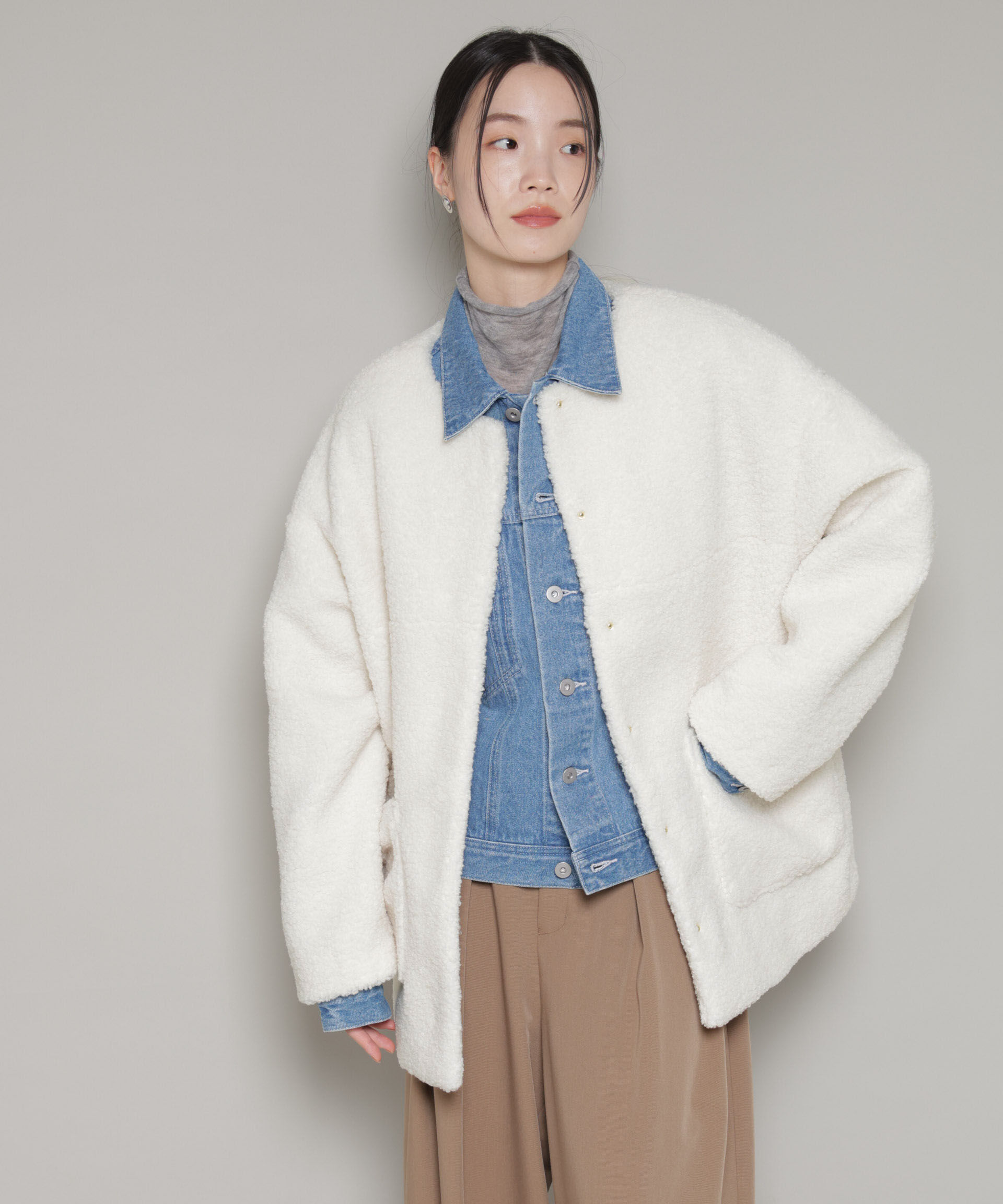 nano･universe「ソフトボアノーカラーミドルコート」|その他|