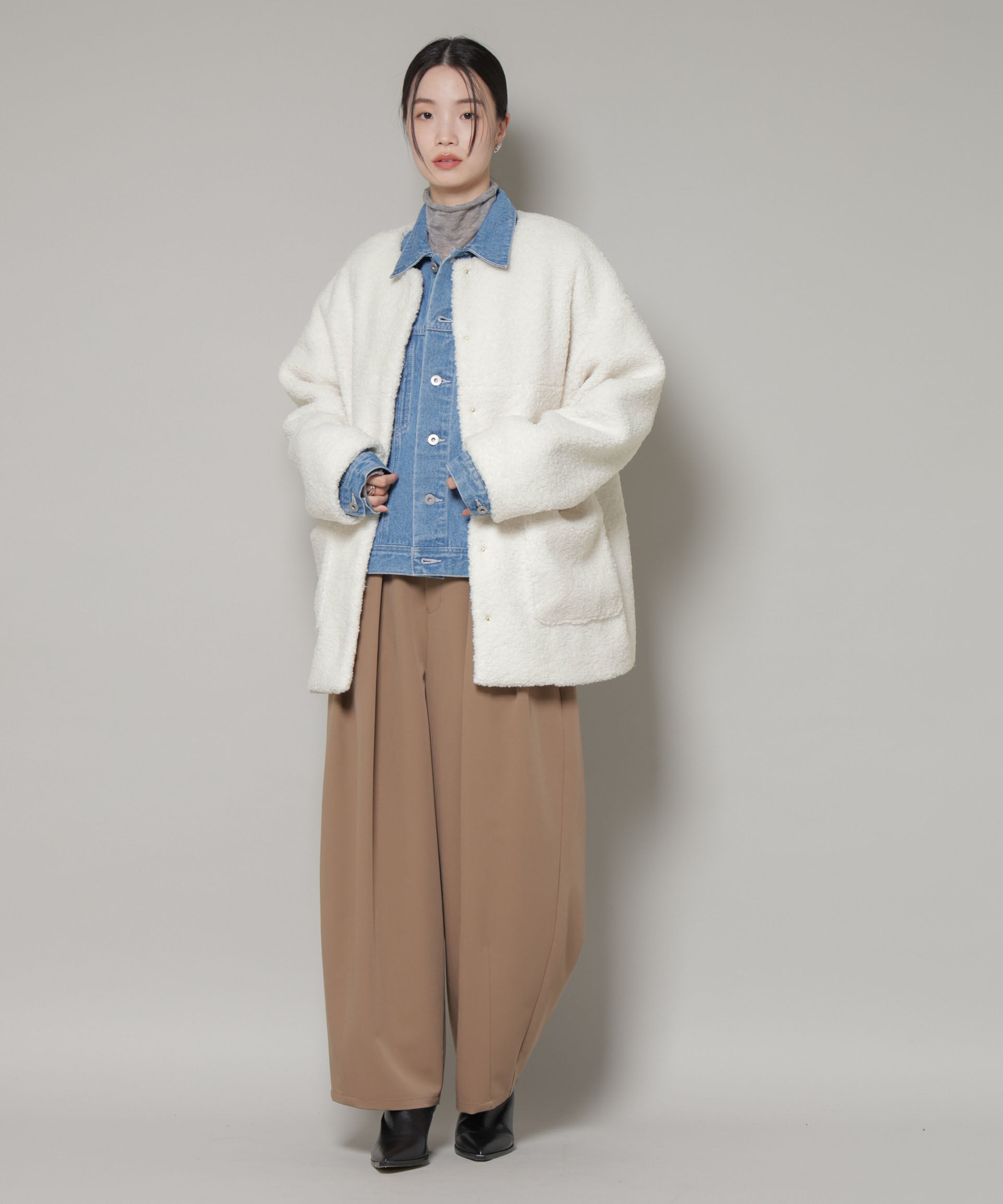 nano･universe「ソフトボアノーカラーミドルコート」|その他|