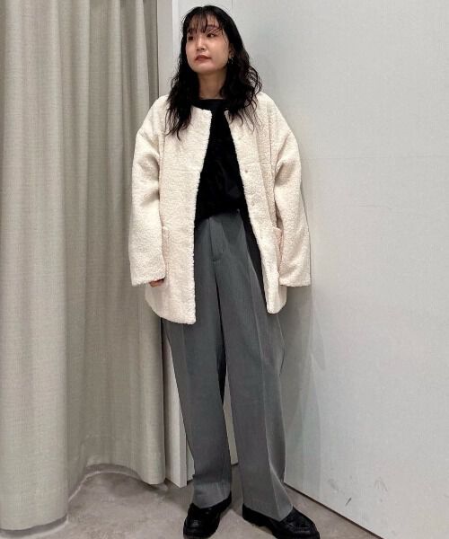 nano･universe「ソフトボアノーカラーミドルコート」|その他|