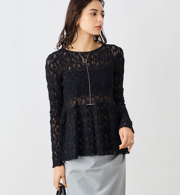 NOLLEY'S sophi「ウォッシャブルストレッチレースペプラムプルオーバー」|シャツ・ブラウス|