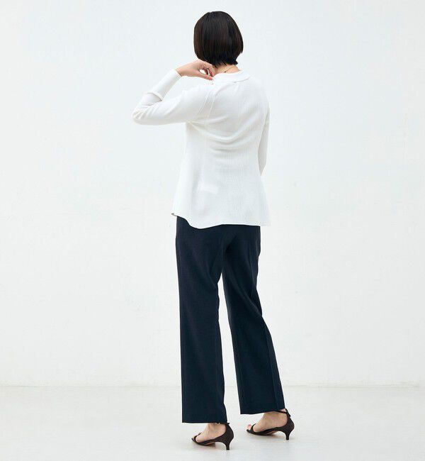 NOLLEY'S sophi「《手洗い可能》リブフレアスキッパーポロ襟カーディガン」|カーディガン|