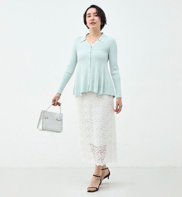 NOLLEY'S sophi「《手洗い可能》リブフレアスキッパーポロ襟カーディガン」|カーディガン|