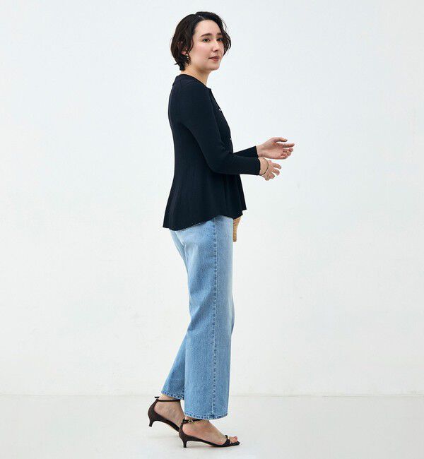 NOLLEY'S sophi「《手洗い可能》リブフレアスキッパーポロ襟カーディガン」|カーディガン|