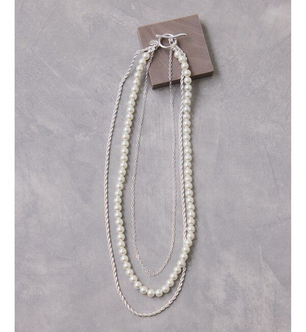 VIS「ガラスパール3連ネックレス」|ネックレス|シルバー(93)