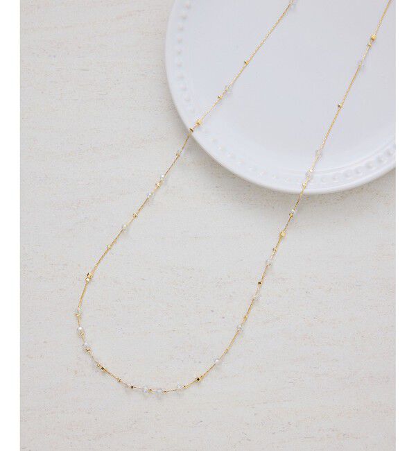 ROPE PICNIC PASSAGE「飛ばしクリアビーズミディアムネックレス」|ネックレス|ゴールド
